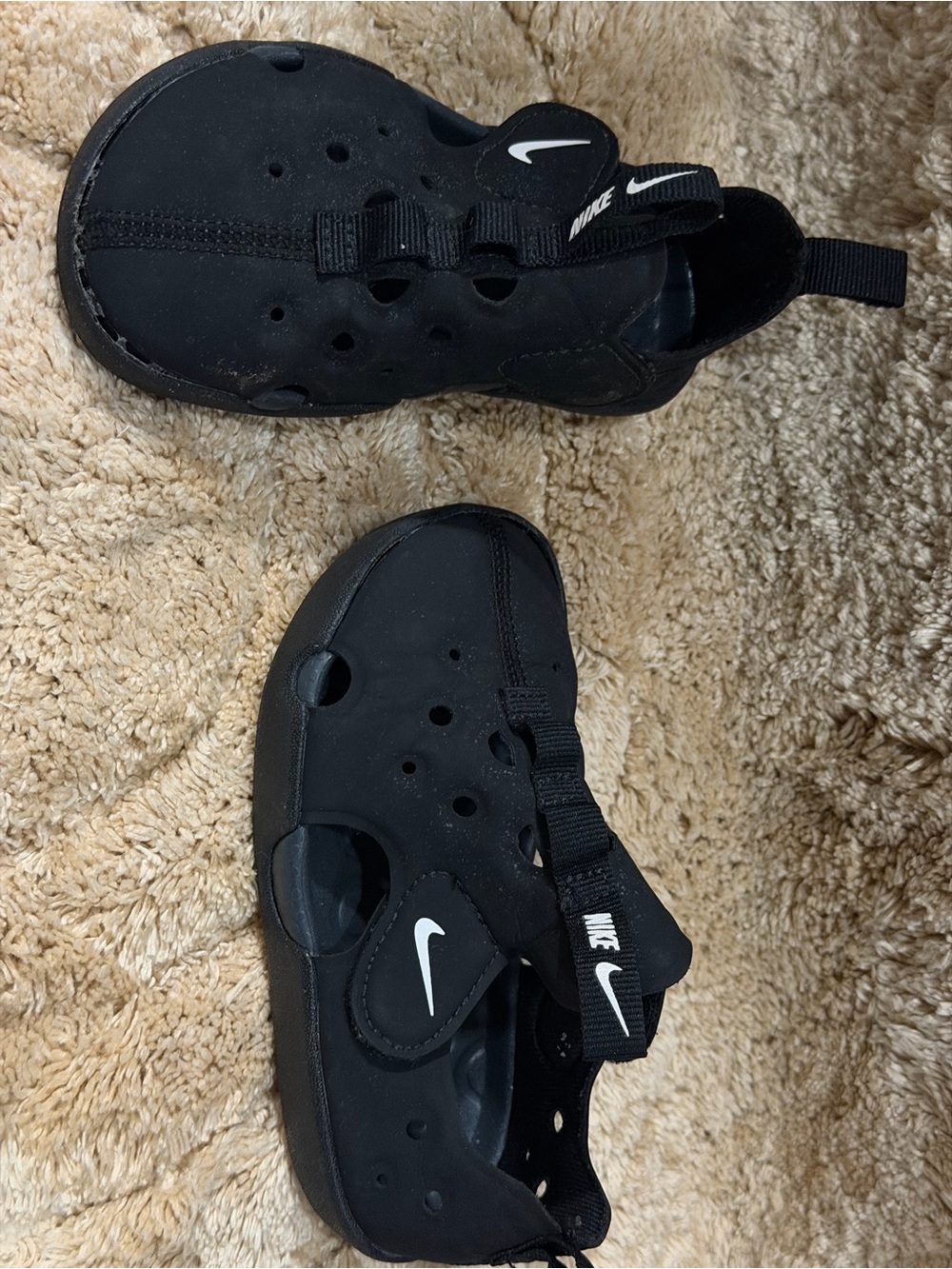 Nike Kids Black Water Shoes with White Swoosh